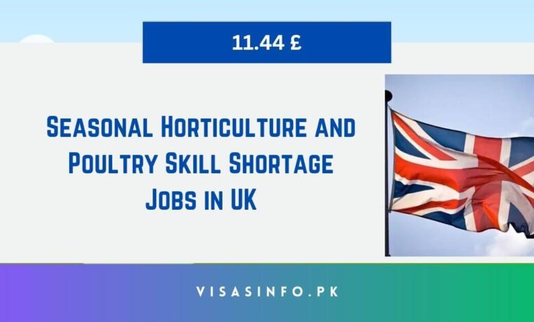 Seasonal Horticulture and Poultry Skill Shortage Jobs in UK