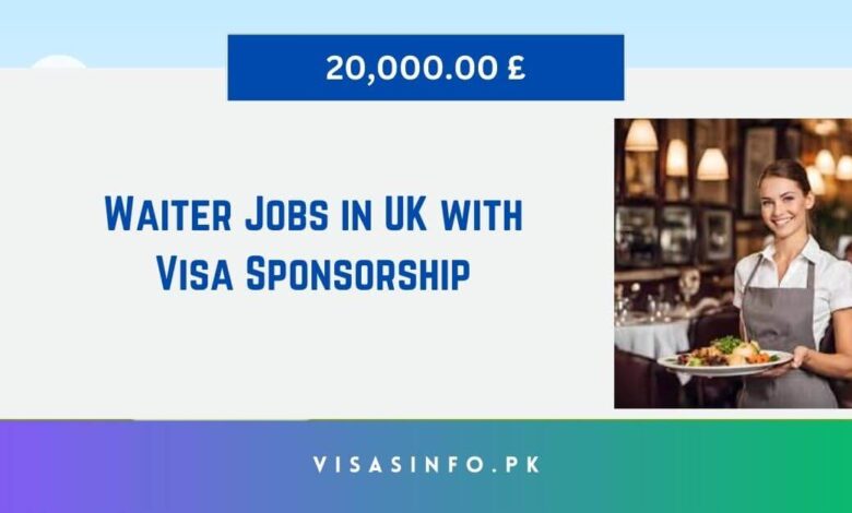 Waiter Jobs in UK with Visa Sponsorship